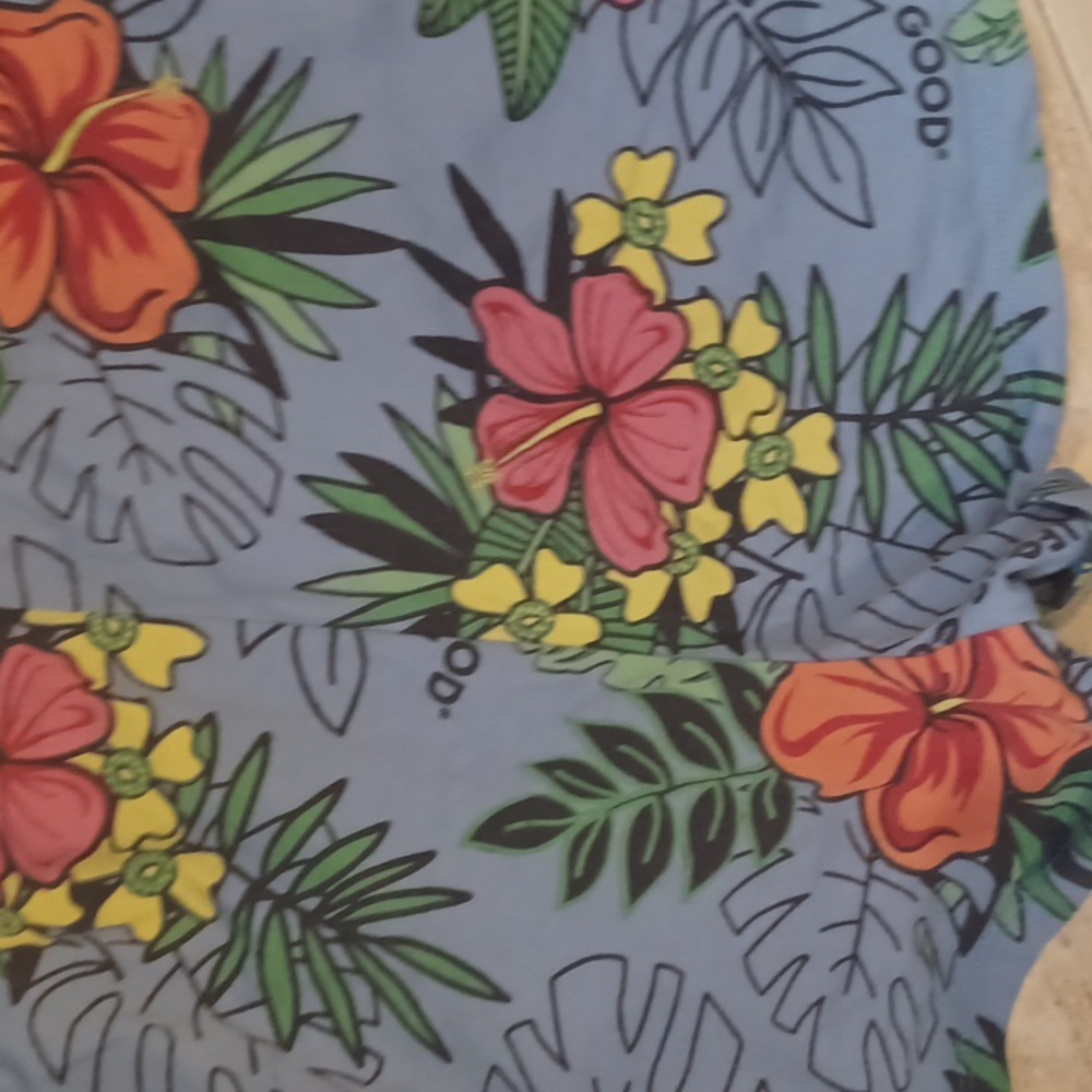 Life is Good Snuggle Up Blue/ Tropical Floral Print Sleep/Lounge Shorts - Picture 5 of 6
